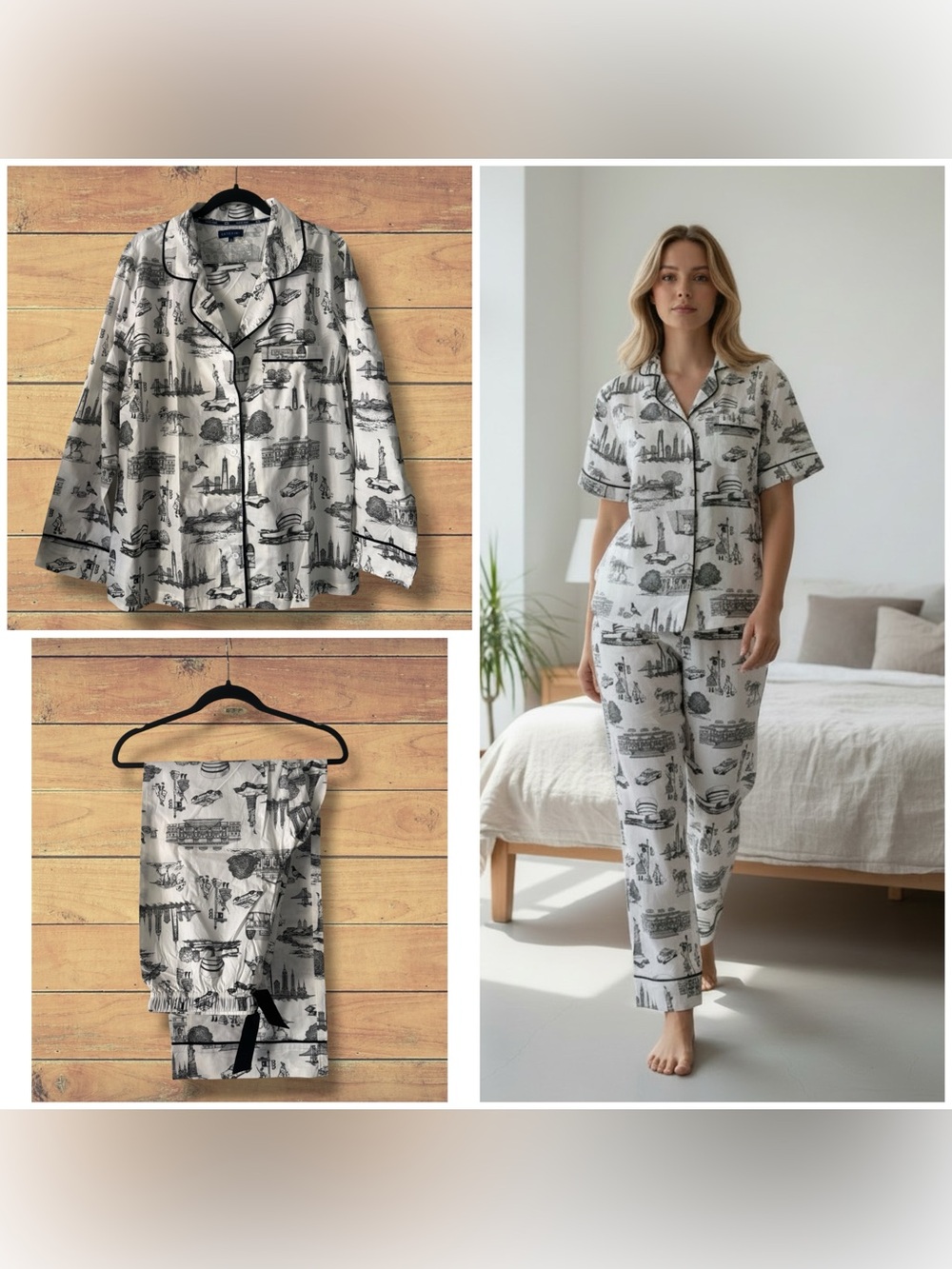 NEW Katie Kime New York Toile Pants Set, XL